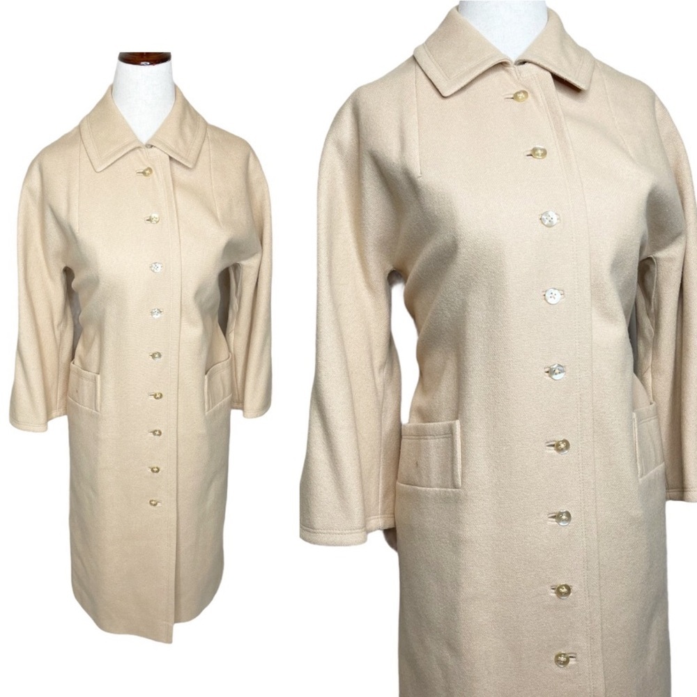 Vintage 50s 60s Union Made Wool Retro Beige Coat